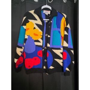 Colorful Geometric Knit Cardigan